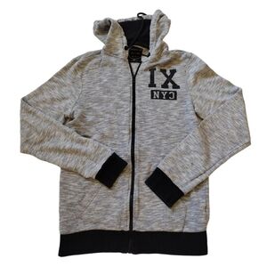 Brooklyn Calling Sweatshirt Men's S Gray‎ Black Trim Hooded Logo Long Sleeves